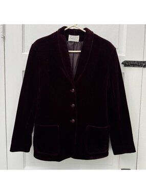 Vintage Choice by Butte Velvet Blazer Womens M Burgundy USA Union Made